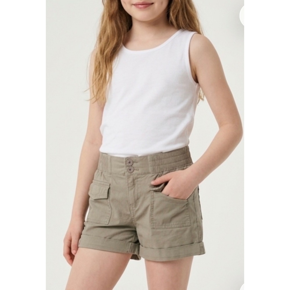 The Childrens Place Cargo Shorts Girls 14‎ Olive Green Excellent Stretch Utility